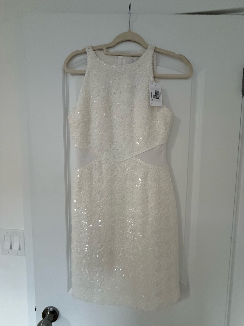 10 Crosby Derek Lam Ivory Sequin Strapless Cocktail Dress